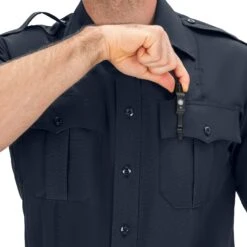 SHORT SLEEVE ZIPPERED POLYESTER SHIRT -Cheap Mission Uniform Store 8610 z 04 detail2 ss zippered polyester shirt 1